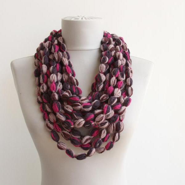 Crochet Chain Scarf Infinity Rope Scarf In Gray on Luulla